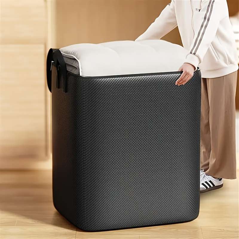 Oversized Black Foldable Storage Bag With Double Zipper