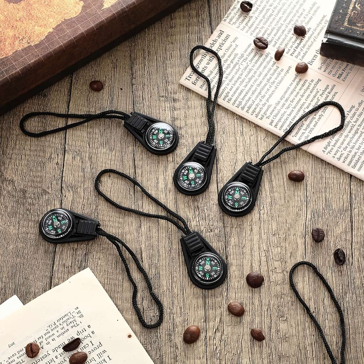 4-Pack Mini Survival Compass Keychains