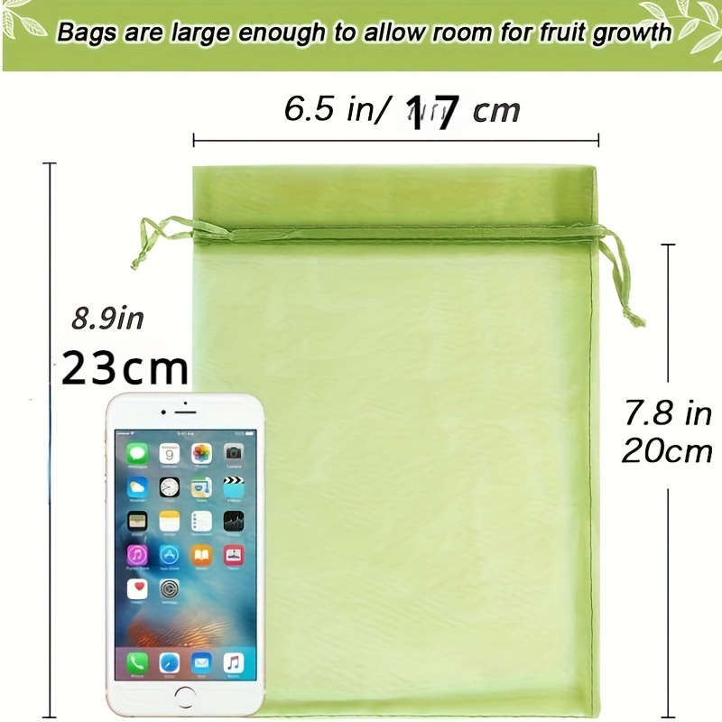 Pack Of 50 Green Mesh Fruit Protector Bags With Drawstring