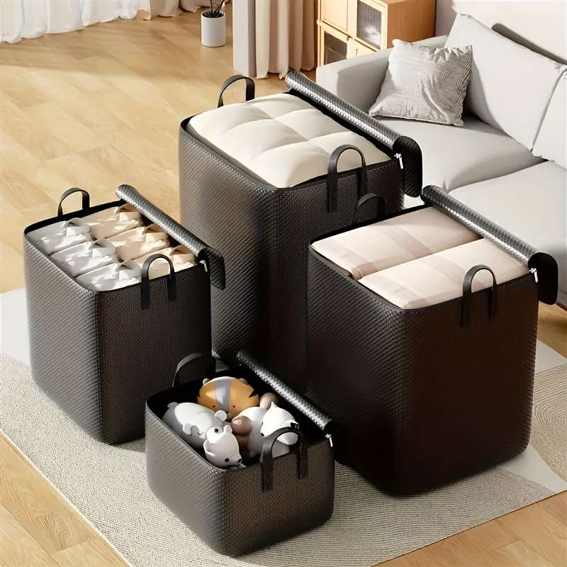 Oversized Black Foldable Storage Bag With Double Zipper