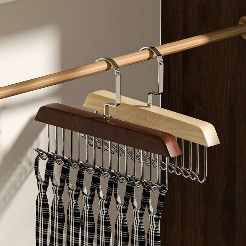 1 Wooden Clothes Hanger With 8 Hooks