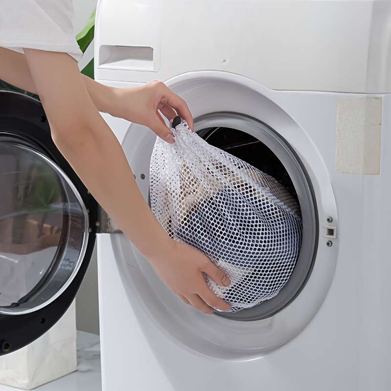 1 Durable Polyester Mesh Laundry Storage Bag With Drawstring