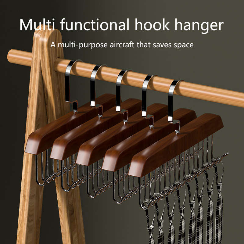 1 Wooden Clothes Hanger With 8 Hooks
