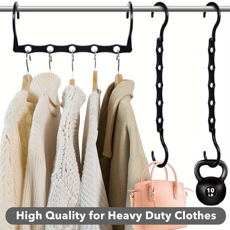 5 Pieces Space Saving Clothes Hangers Black Plastic Hangers