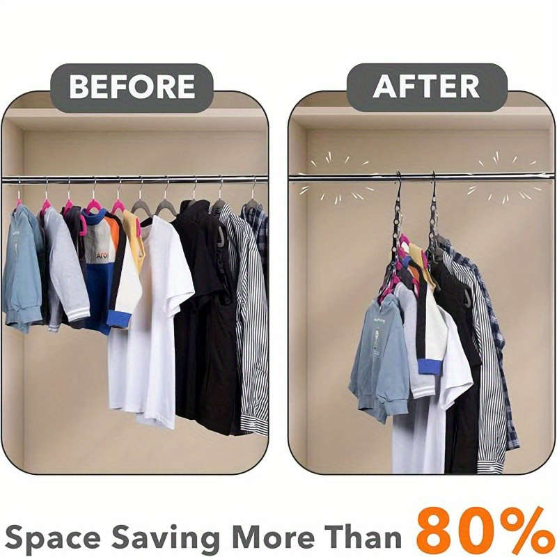 5 Pieces Space Saving Clothes Hangers Black Plastic Hangers