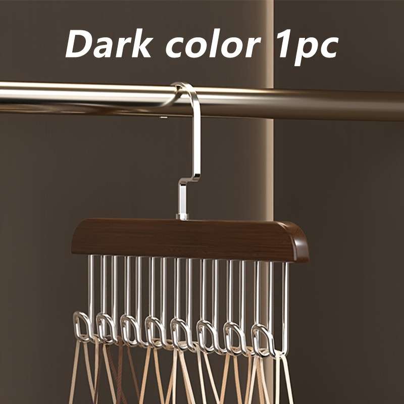 1 Wooden Clothes Hanger With 8 Hooks