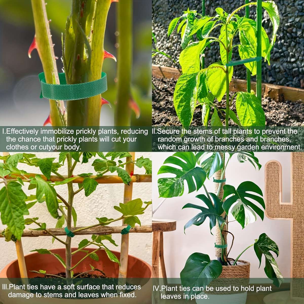 50Pieces Reusable 6 Inch Adjustable Non-Slip Nylon Plant Ties