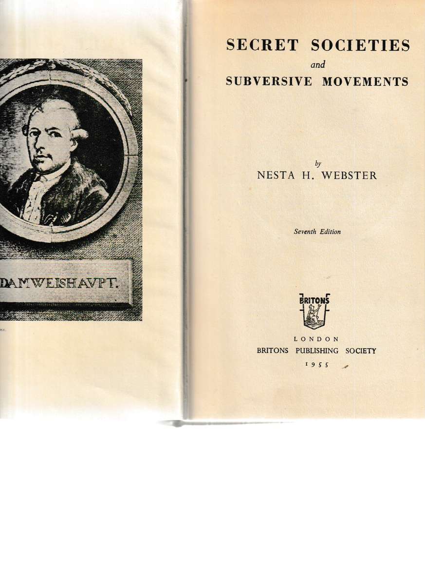 SECRET SOCIETIES & SUBVERSIVE MOMEMENTS, 1 ST ED. 1955