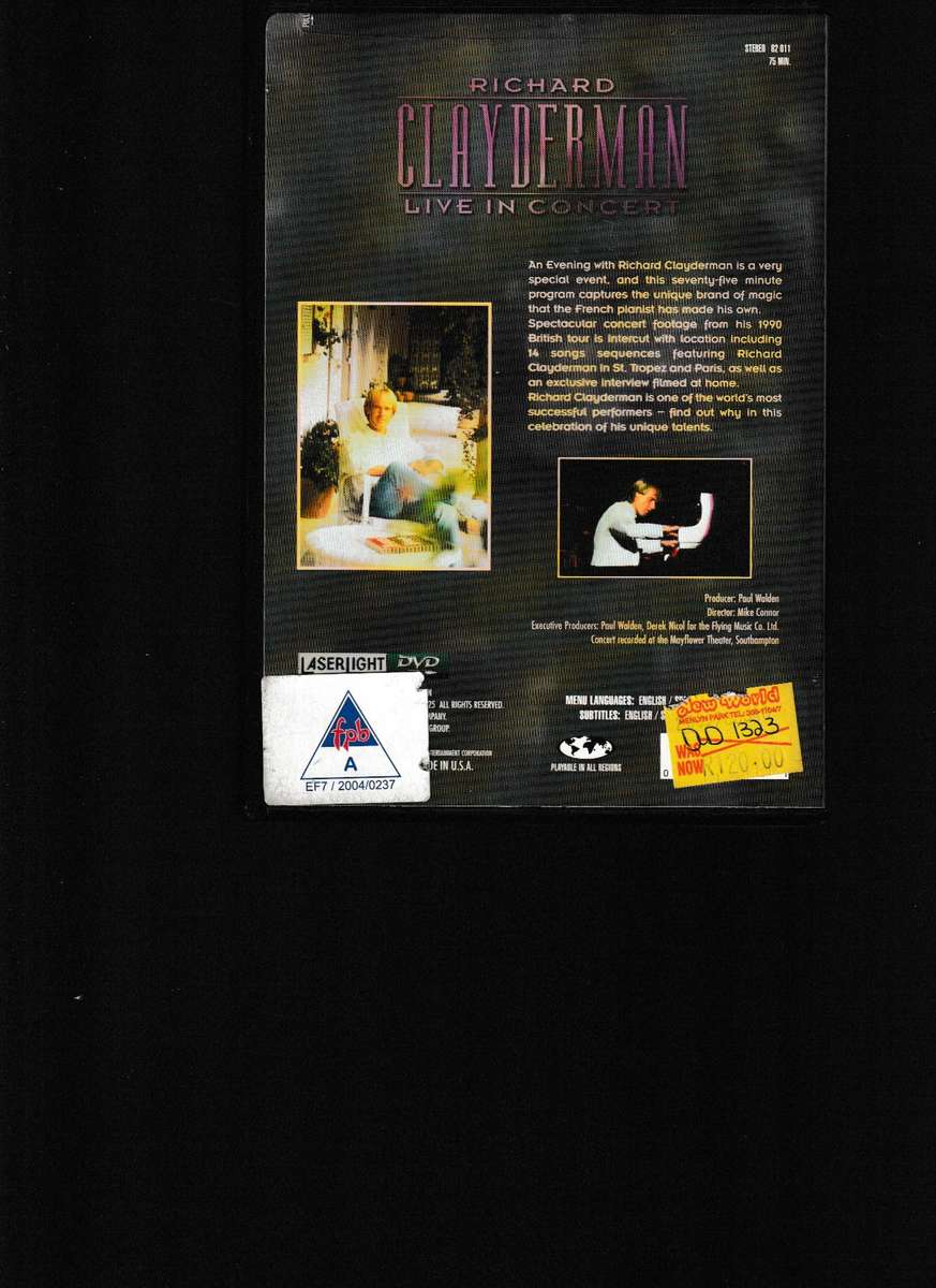 RICHARD CLAYDERMAN LIVE IN CONCERT DVD