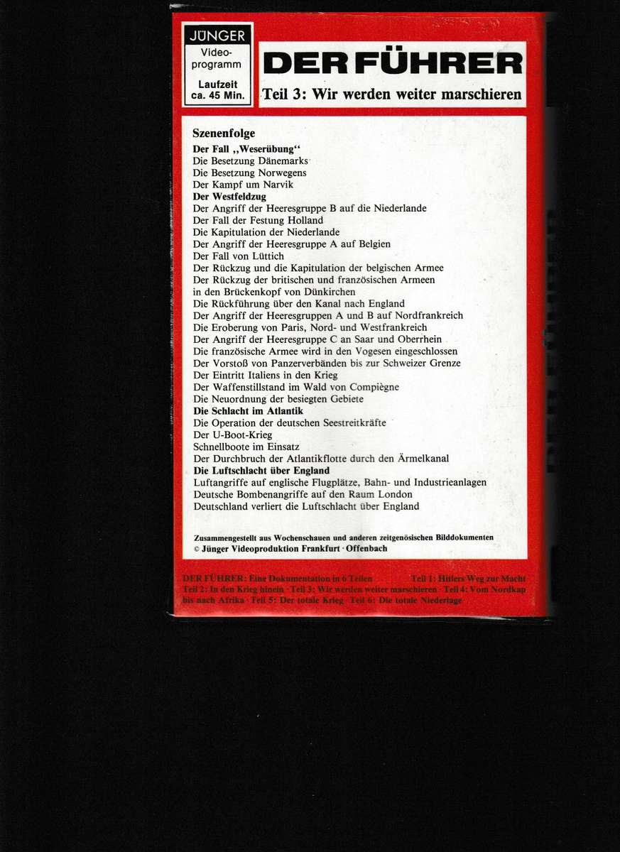 DER FUHRER ADOLF HITLER UND DAS 3. REICH 6 VHS TAPES