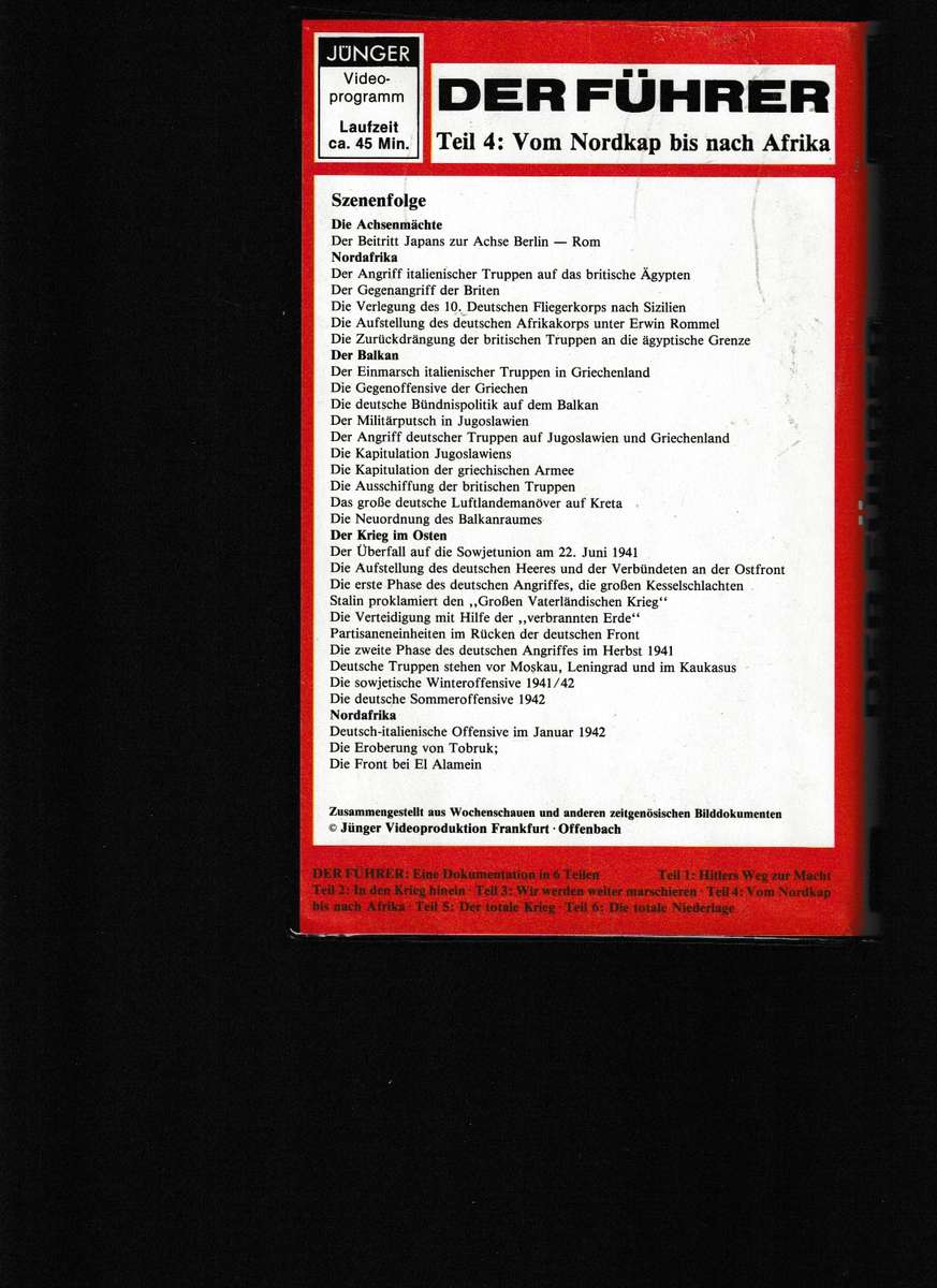 DER FUHRER ADOLF HITLER UND DAS 3. REICH 6 VHS TAPES