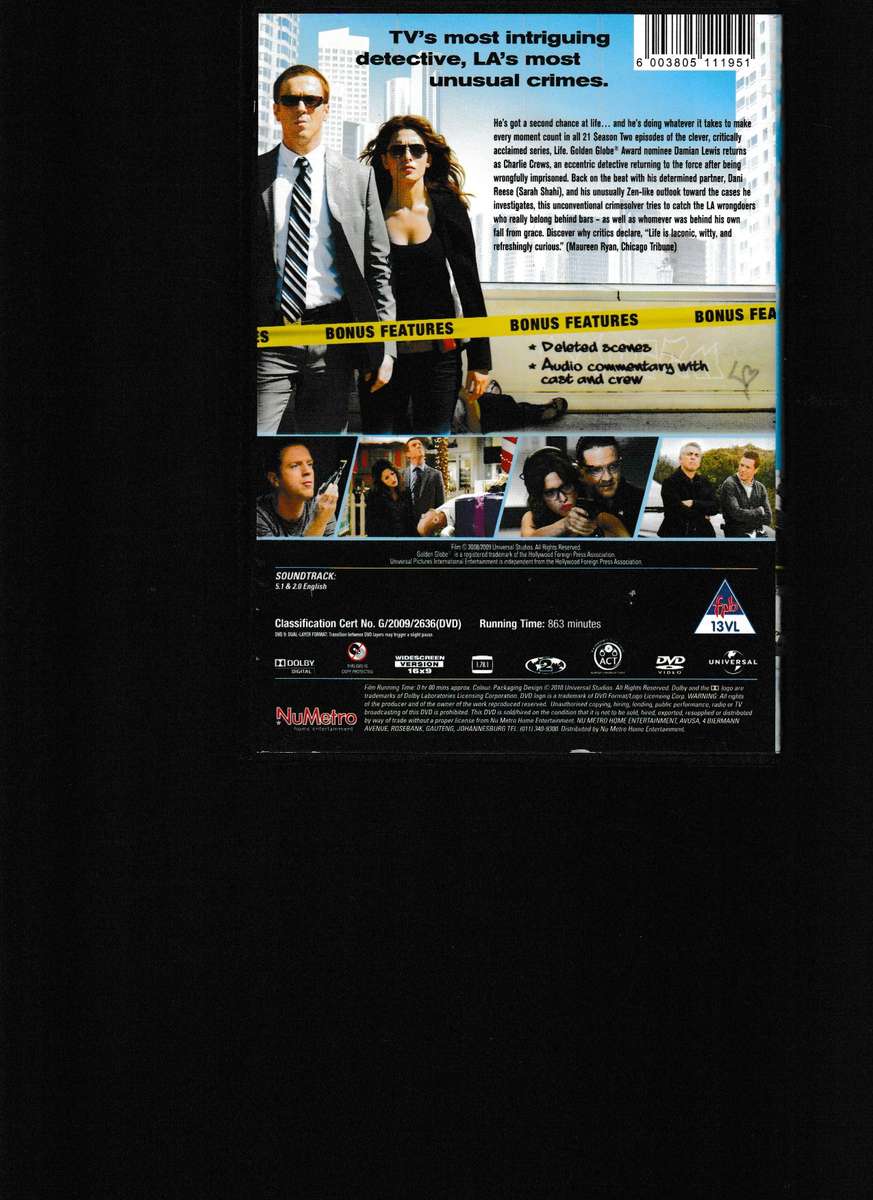 LIFE, SEASON 2 DVD 5 DISC BOX SET