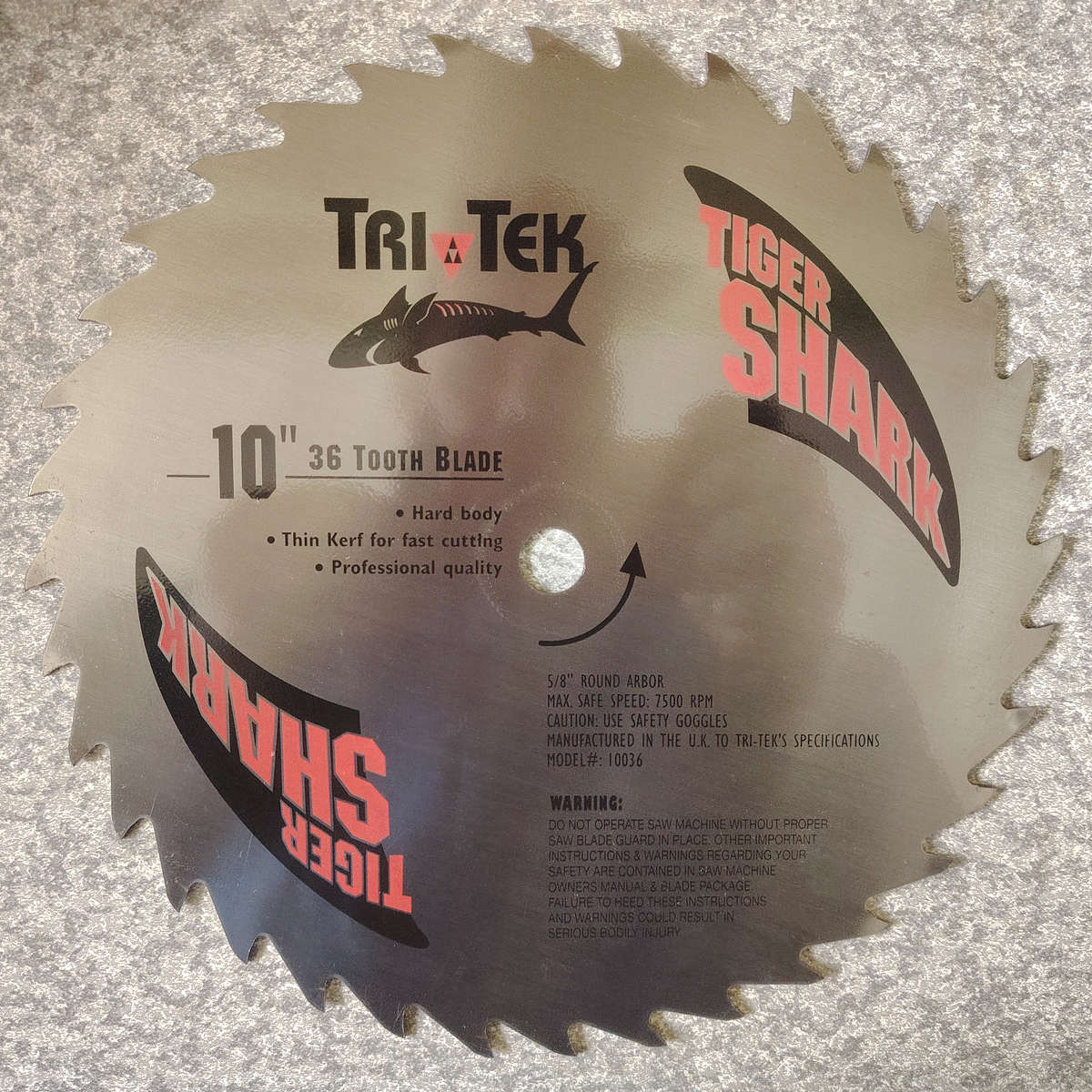 TRI TEK 10" 36 Tooth Blade Tiger Shark Max 7500rpm