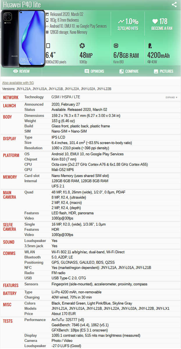 HUAWEI P40 lite *Excellent condition* + 4 COVERS + BOX & Charger