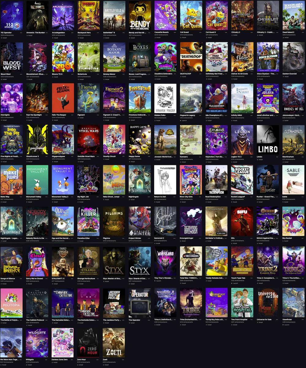 EPIC games account, 100 titles