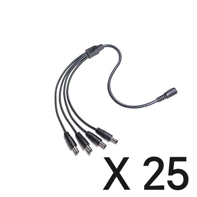*25 X units*  1 Female to 4 Male DC power splitters for Camera/Alarm systems *1 Bid for LOT of 25*