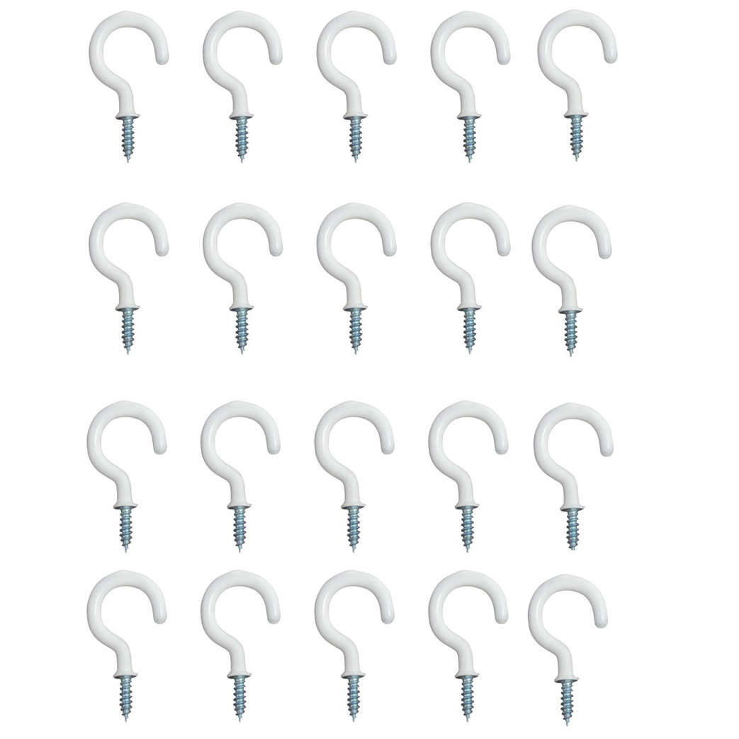 Cup Hook PVC coated 20's TUB,  25mm White