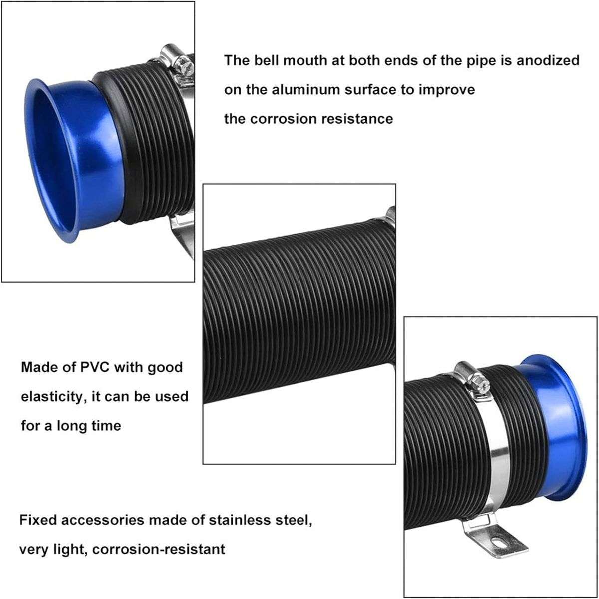 Universal Turbo Multi Flexible Cold Air Intake Pipe Tube Duct - 75mm x 1m