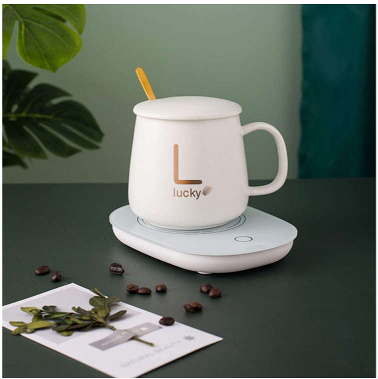 Smart Ceramic Coffee Warming Coaster and Mug Set - WHITE