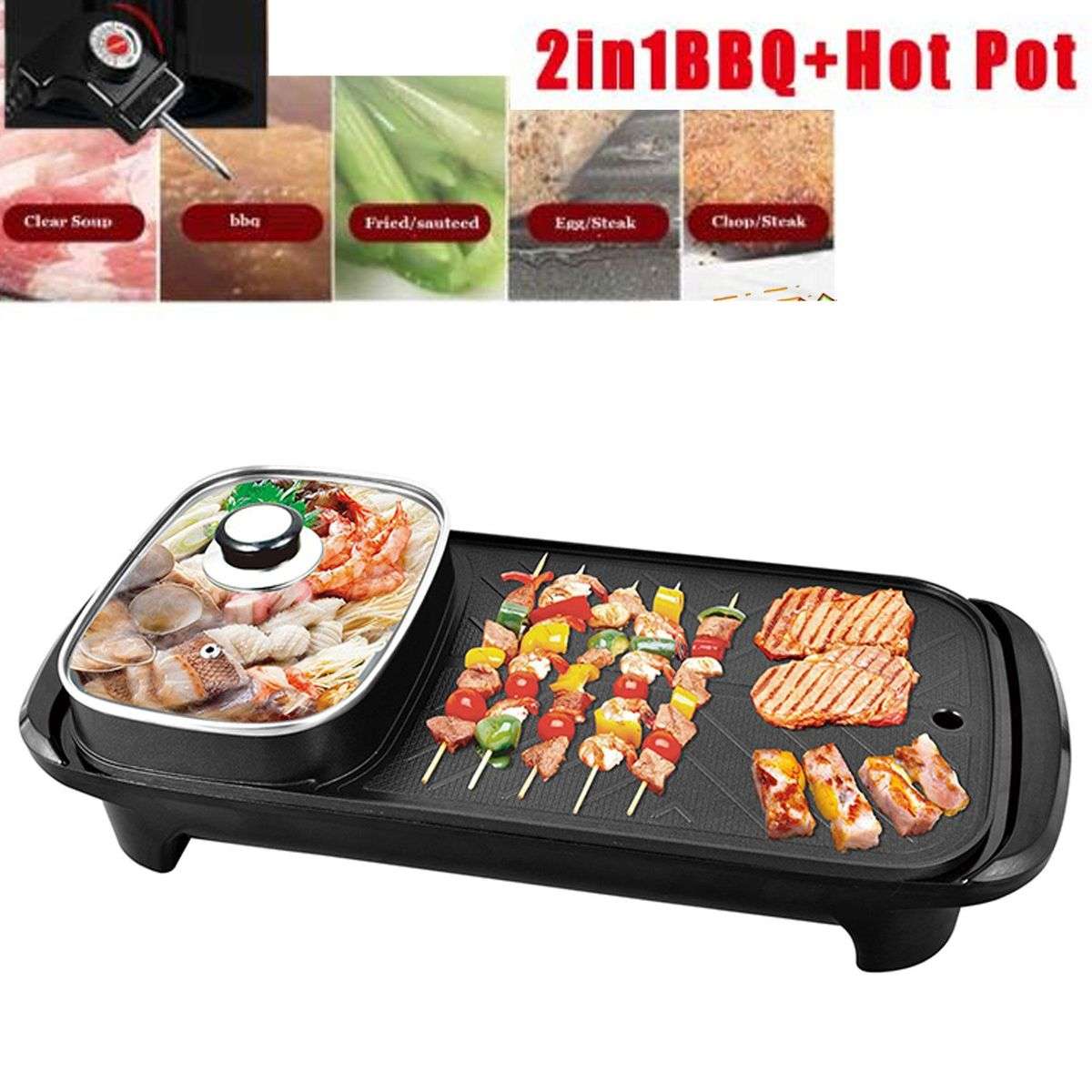 Mini 2 in 1 Electrical Barbecue Hotpot