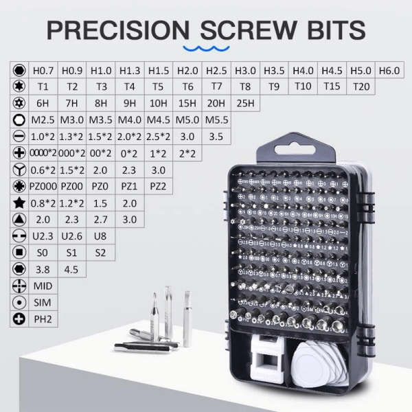 115 In 1 Maintenance Tool Kit Multi-Function Vanadium Steel Screwdriver Set