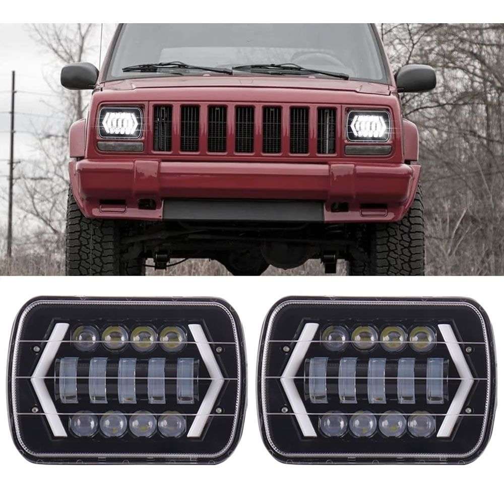 7Inch H4 Square Jeep Car LED Headlight - Pair
