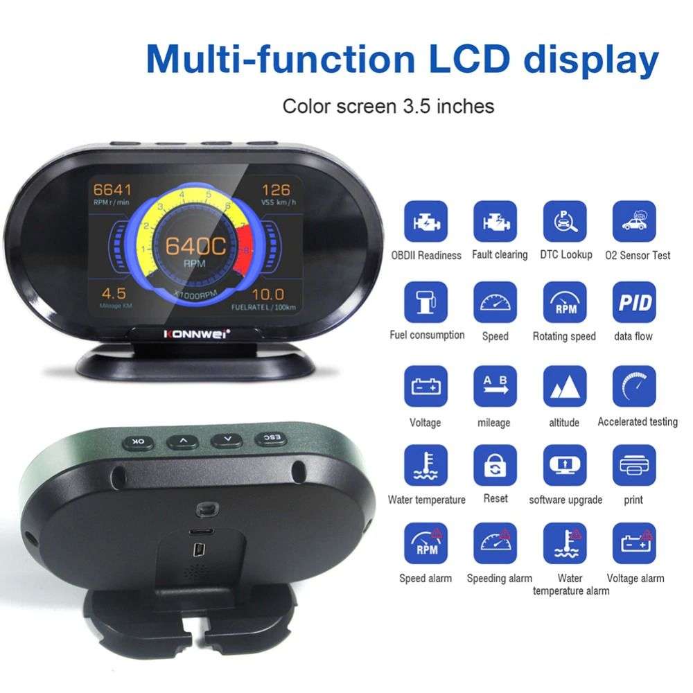 KW206 Auto Onboard Computer Gauge and OBII Engine Scanner