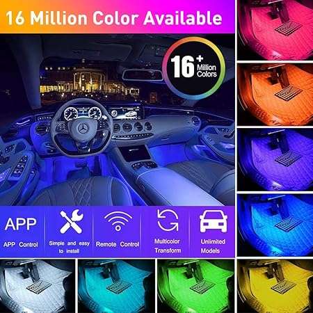 Car interior lights Atmosphere Bluetooth ambient lamp 64 colors (12v Cigarette Lighter Plug)