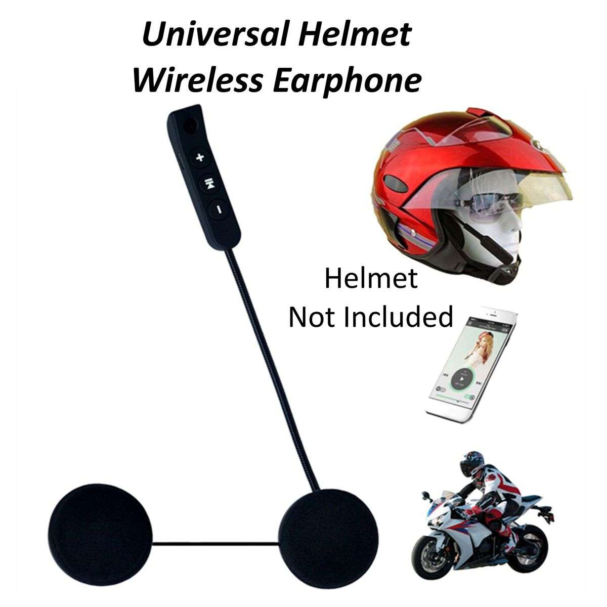 Motorbike Intercom Helmet Wireless Bluetooth Headset Hands-Free Function