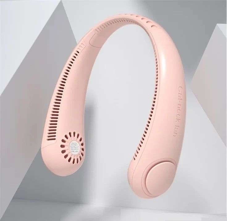 Mini Hanging Neck Fan,USB Rechargeable ,Air Cooler Portable Bladeless Fan - PINK