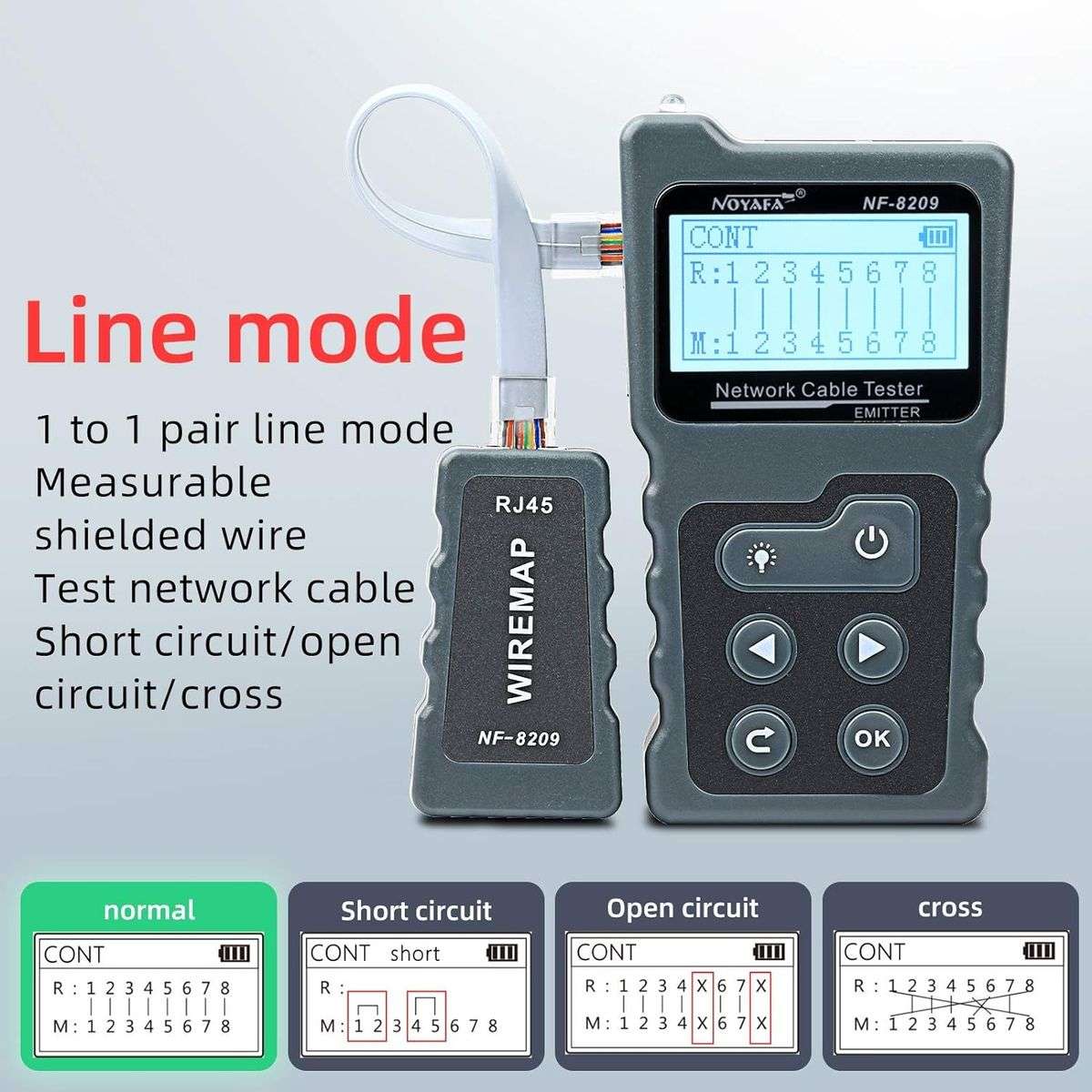 NF-8209 Network Cable Tester with PoE Wire Tracker CAT5e CAT6 CAT6a Cable