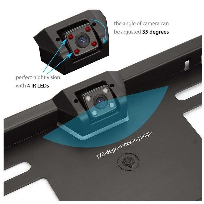 License Plate Holder With Reverse Camera, 2 Parking Sensors & Wiring Kit