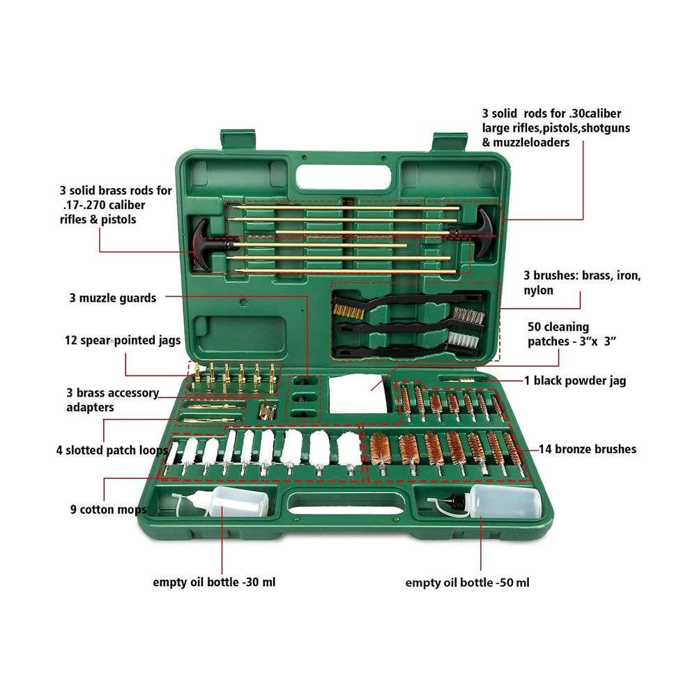 58 Piece Universal Gun Cleaning Kit With Case