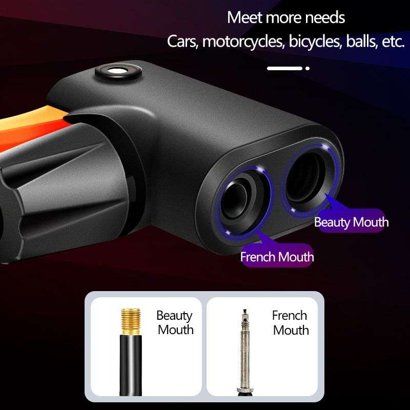 Preset Pressure Mini Foot Pump Tire Inflator with Pressure Gauge-RED