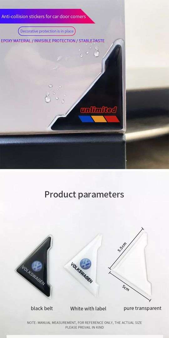 2 Piece White Car Door Anti-Scratch Corner Cover Protector Sticker for Merc