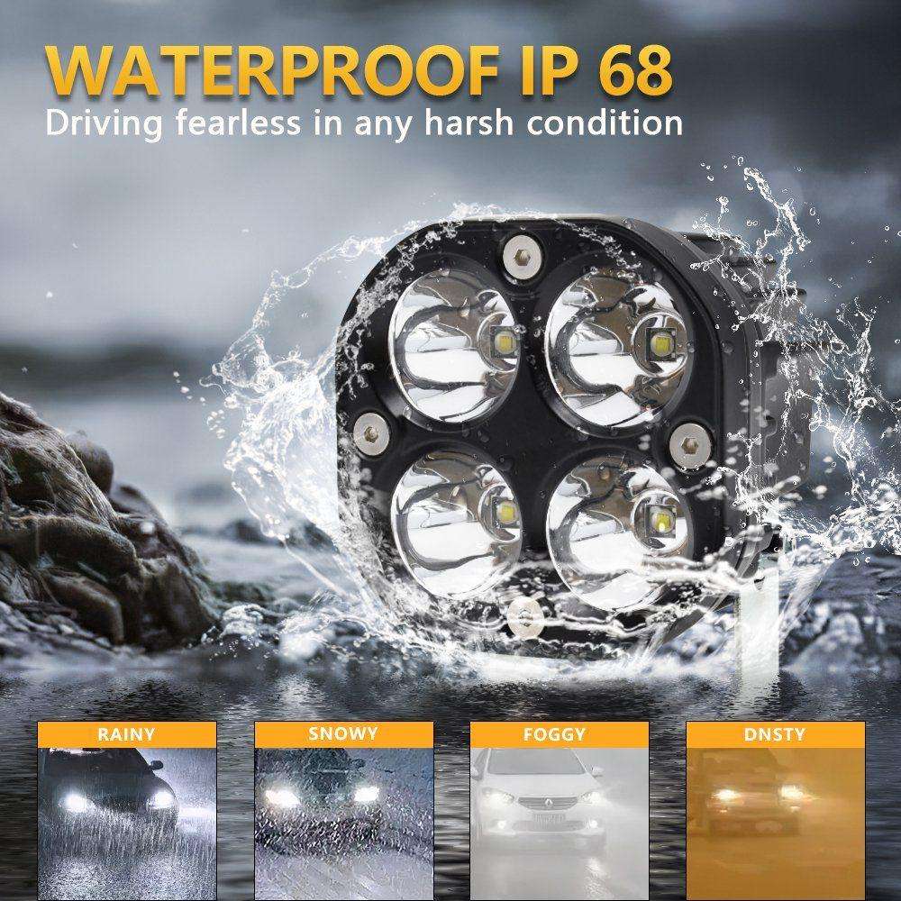 40W Set of 2 LED Square High-Performance Driving Light Spotlights(NO MOUNT BRACKET ON 1 SPOT LIGHT)