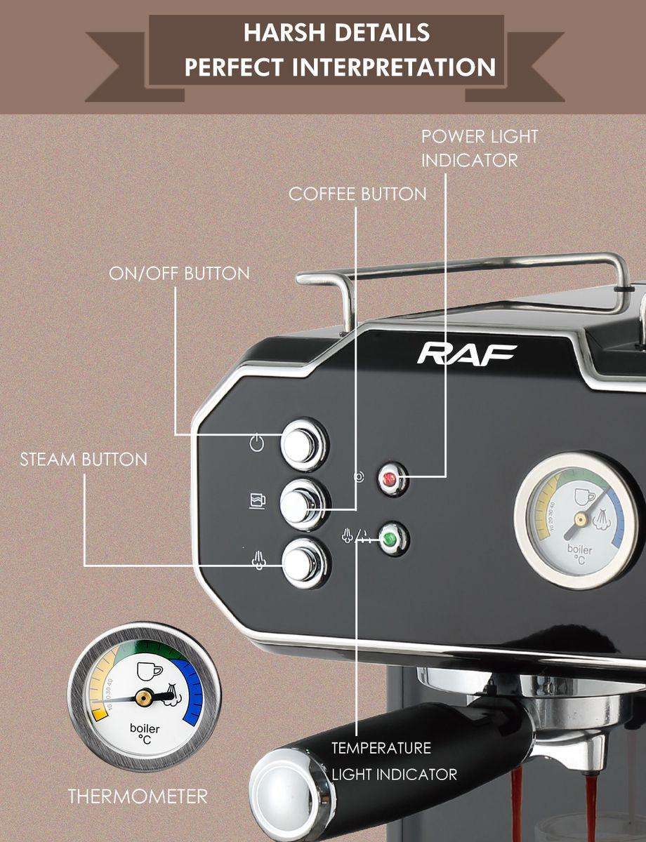 RAF Twin Brew Pro - 20Bar Espresso & Cappuccino Coffee Maker R.104B