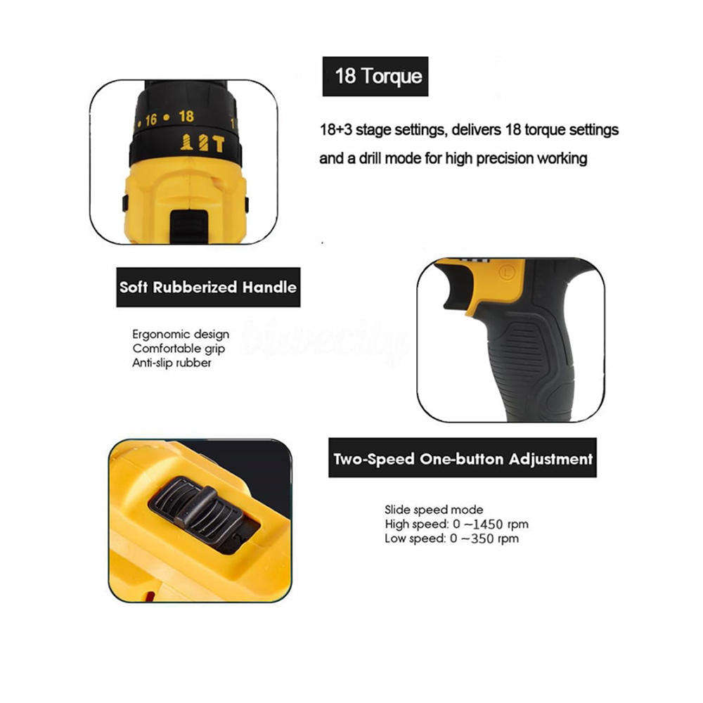 21V Lithium Battery Handheld Cordless Screwdriver Drill Combination Kit