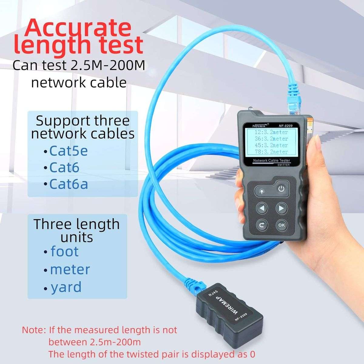 NF-8209 Network Cable Tester with PoE Wire Tracker CAT5e CAT6 CAT6a Cable