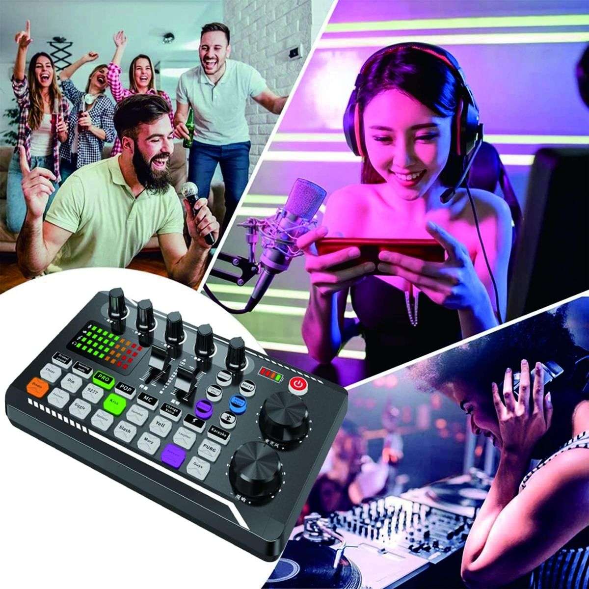 Live Streaming Microphone Tripod Stand And Sound Card Set Q-SK555