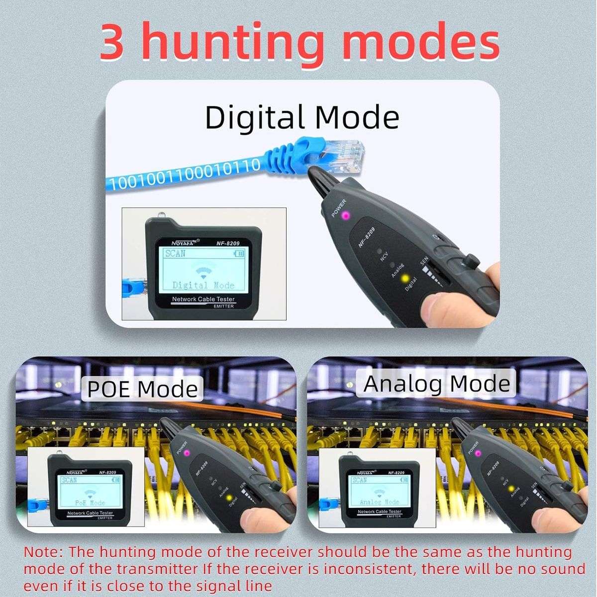 NF-8209 Network Cable Tester with PoE Wire Tracker CAT5e CAT6 CAT6a Cable