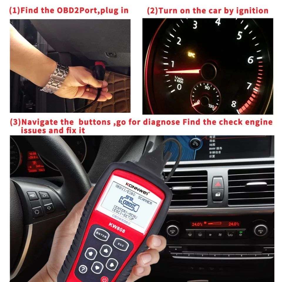 Konnwei KW808 OBD2 EOBD Automotive Scanner