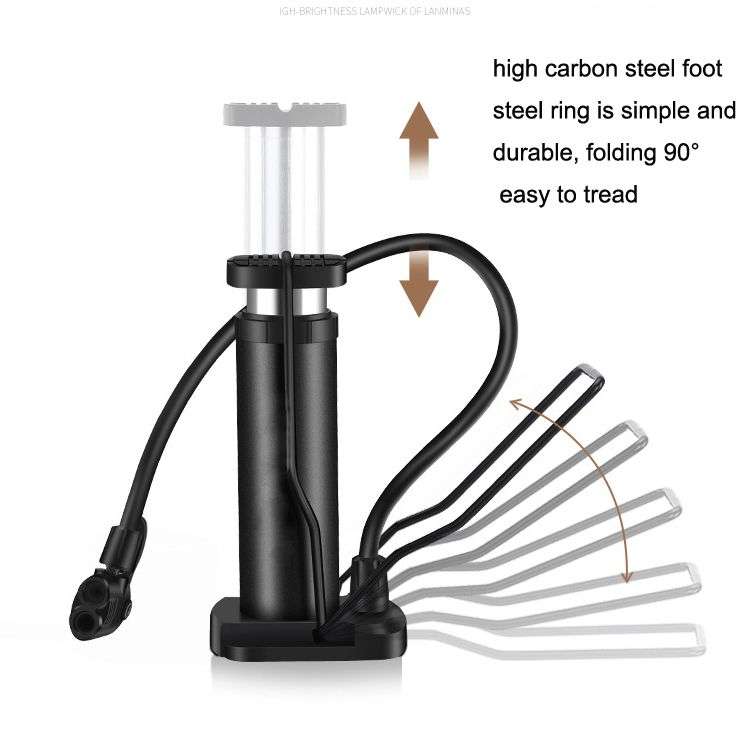 Preset Pressure Mini Foot Pump Tire Inflator with Pressure Gauge-RED