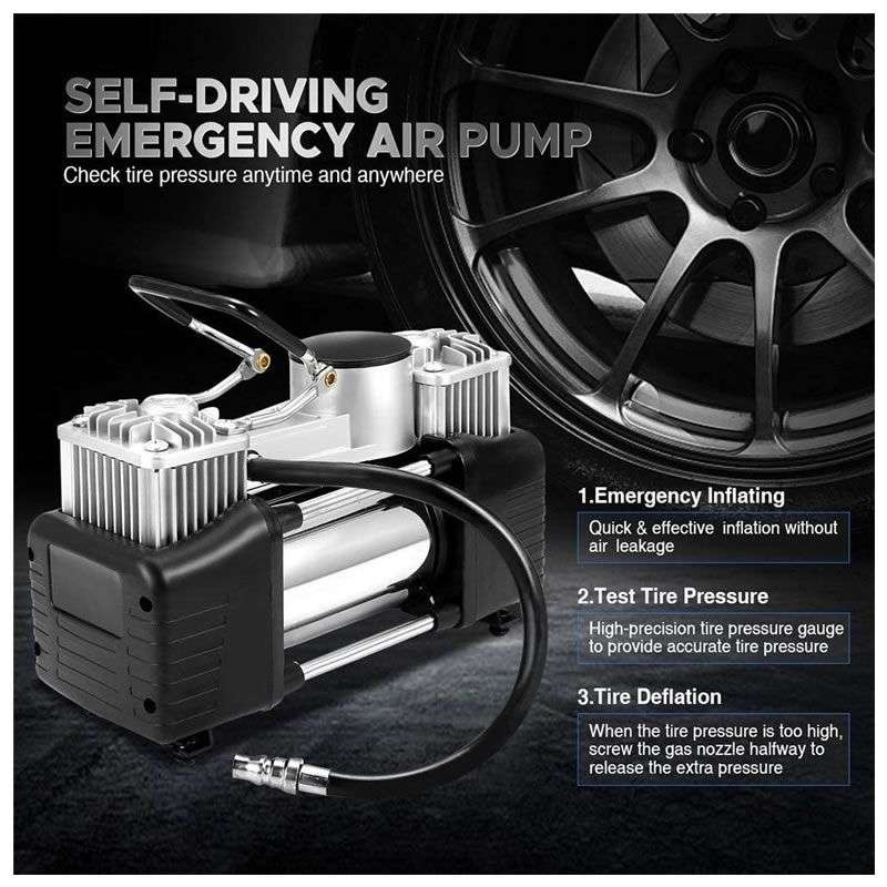 Heavy Duty Double Cylinder Tyre Inflator Repair Kit  Dc 12v (NO GLUE & PATCHES)