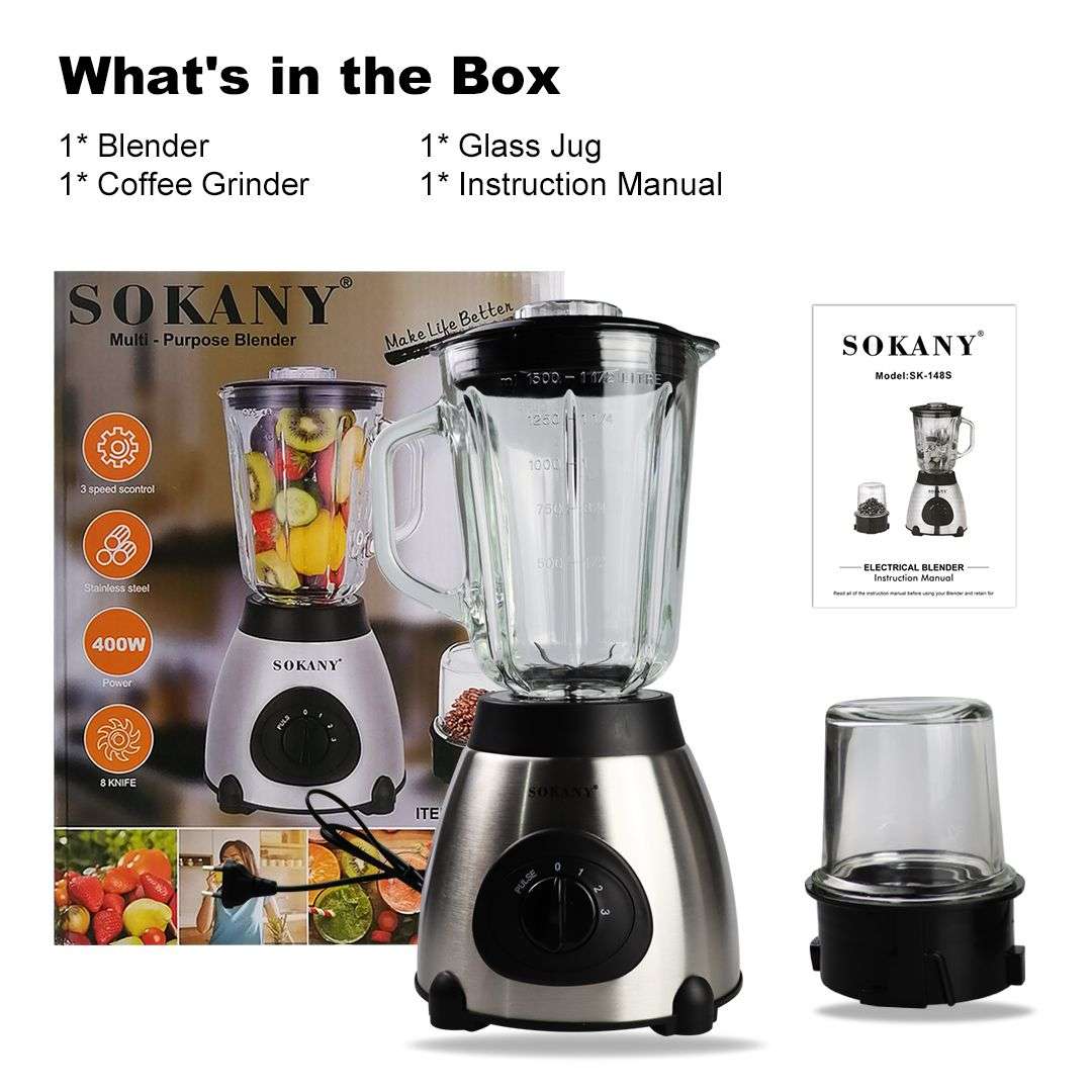 Sokany Daily Blender for Everyday Health with Coffee Grinder