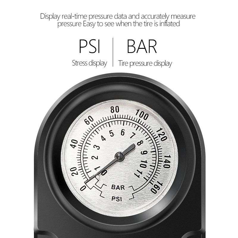 Preset Pressure Mini Foot Pump Tire Inflator with Pressure Gauge-RED