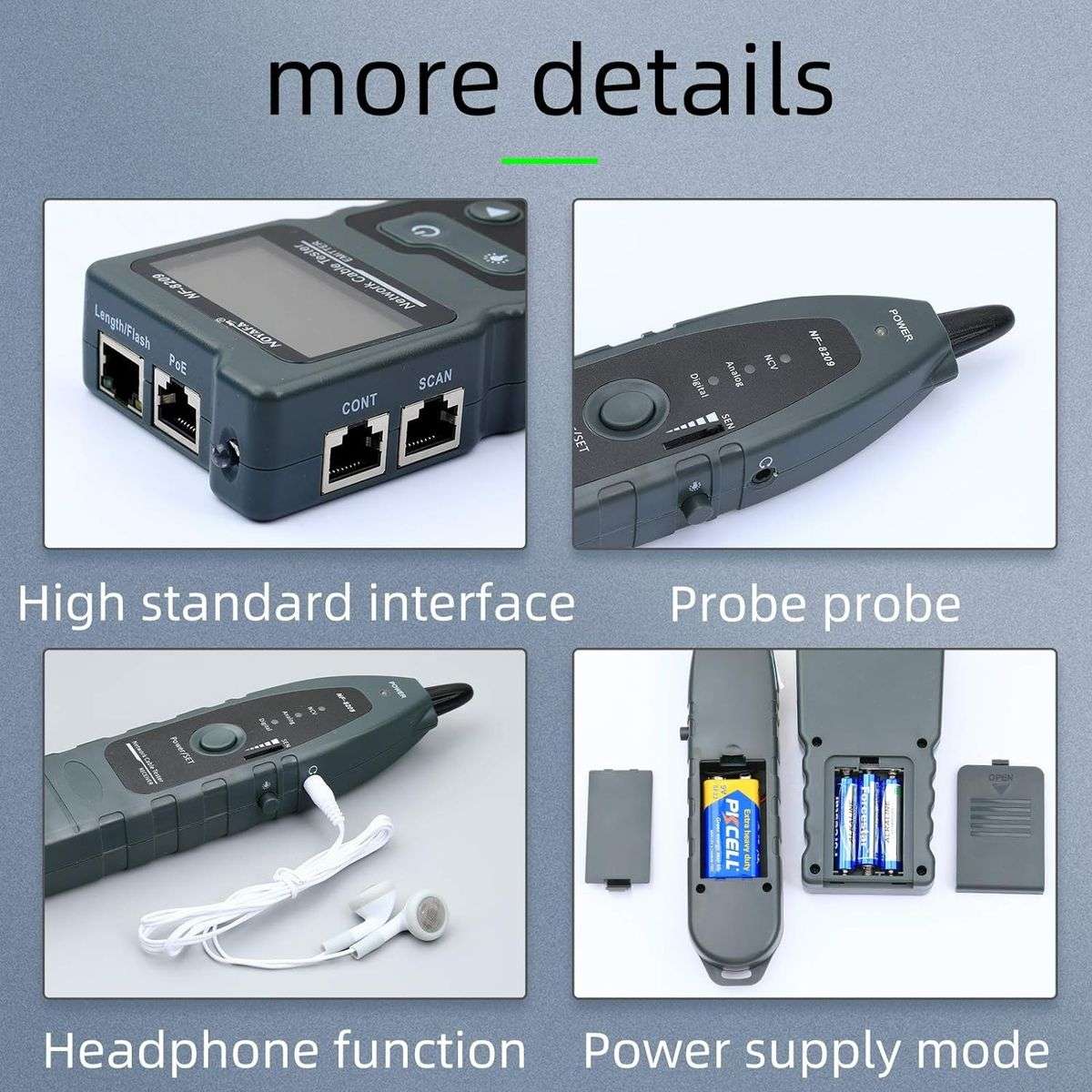 NF-8209 Network Cable Tester with PoE Wire Tracker CAT5e CAT6 CAT6a Cable