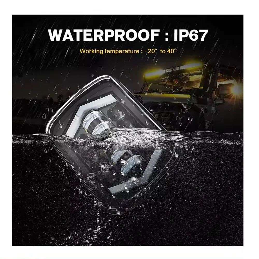 7Inch H4 Square Jeep Car LED Headlight - Pair