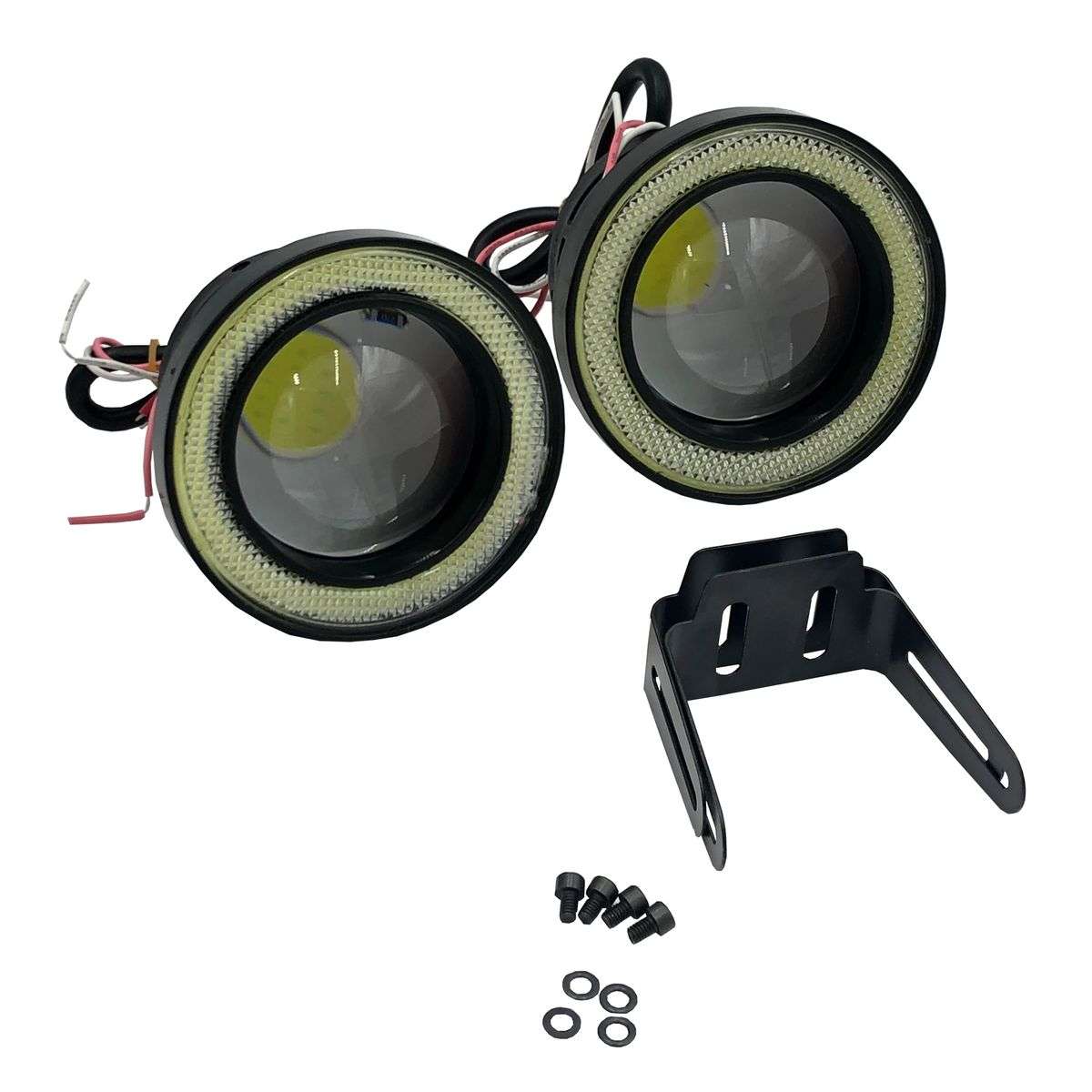 2Pcs 89mm 3200LM 7000 Kelvin 10W White Angel Eyes COB LED DRL Fog Lights