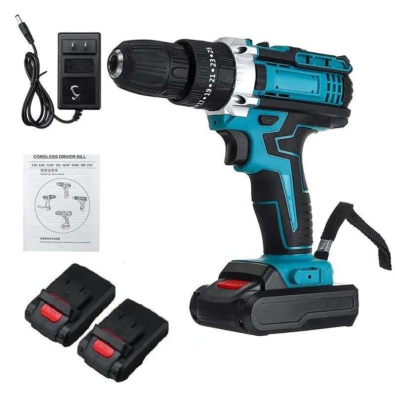 3-in-1 21V Cordless Drill Electric Screwdriver Drill With 2 Battery